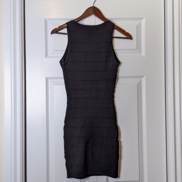 Black Sparkly Geometric Bandage V-Neck Mini Dress - Picture 3 of 3